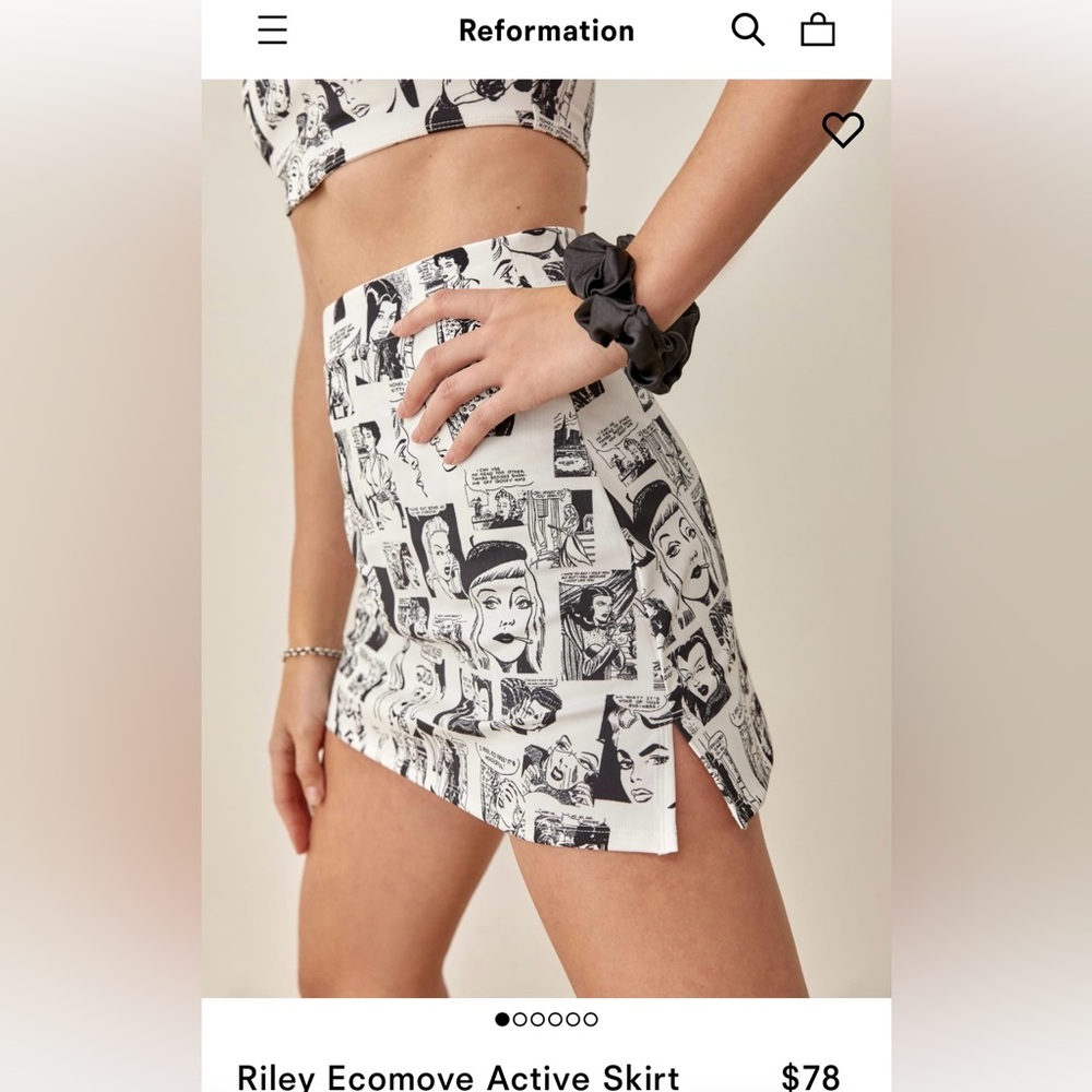 Reformation Riley Ecomove Skirt Comic Book Print
